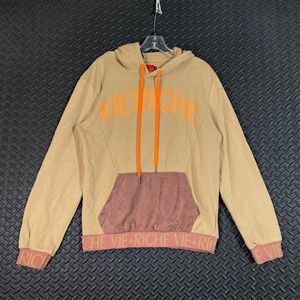 VIE+RICHE Paris Mens Hoodie Sweatshirt Tan Orange Accent Medium Pullover
